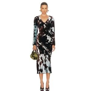 Dries Van Noten Duska Midi Dress in Brown 34 US 2
